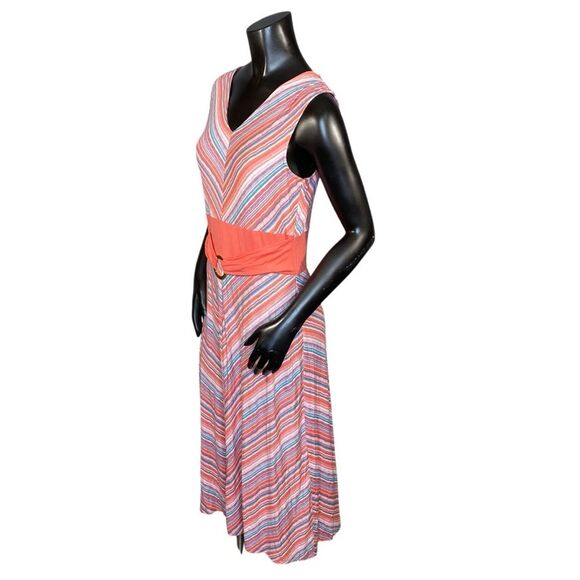 Nina Leonard Sleeveless Midi Dress Womens Size Medium V Neckline Summer Casual - Picture 2 of 7